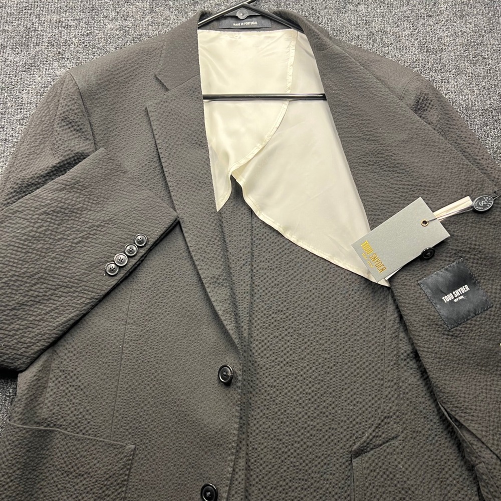 Todd Snyder Seersucker Traveler Suit Jacket Black 38R BL027500-BK01 NWT